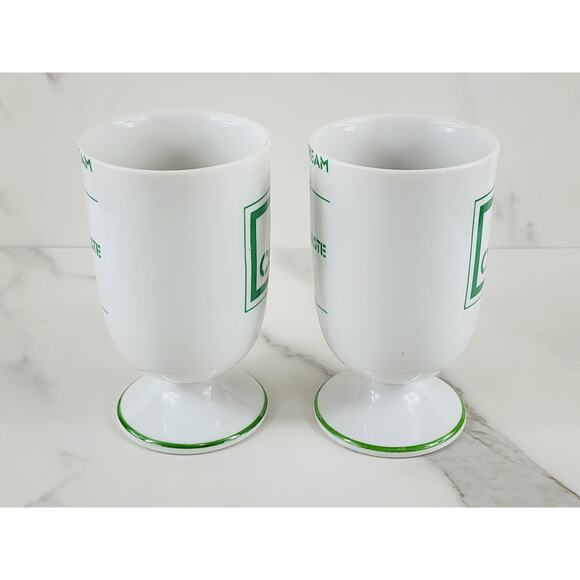 Irish Coffee Mug w/ Recipe Green Clover Pedestal 5" White Porcelain x2 Vintage - Picture 8 of 14